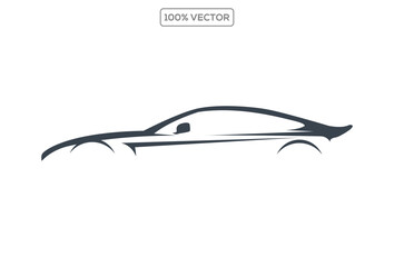 Minimalist vector illustration of a sports car silhouette in  black lines. logo design vector 1