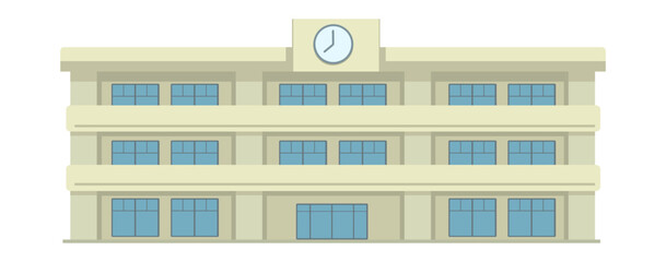 シンプルでフラットな校舎のイラスト