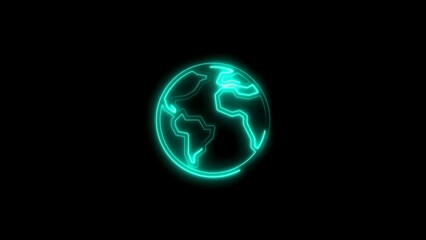 Glowing neon green earth globe illustrating global connections and modern technological concepts