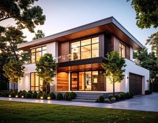Fototapeta premium Modern house with garden