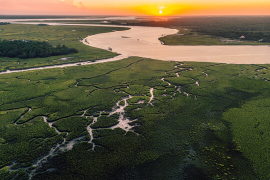 Sunset over Horseshoe Creek Marsh and Bohicket Creak