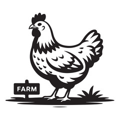 Hen and rooster farm birds isolated on white background vector illustration