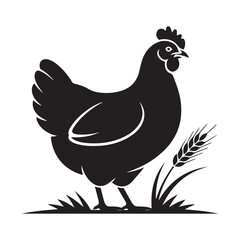 Hen and rooster with chicken in cartoon vector farm illustration