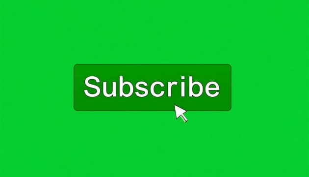 Vibrant green subscribe button graphic, cursor pointing, online engagement concept