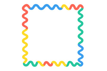 Colorful wavy zigzag frame border vector. Playful squiggly decorative template background. Vibrant rainbow abstract graphic design. Creative digital art border pattern