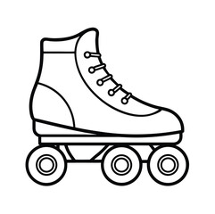 Retro roller skates outline icon on a clean white background