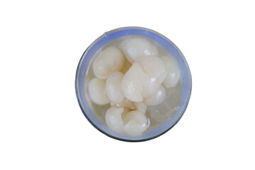 Top view of Longan juice with fresh, delicious Longan pulp.