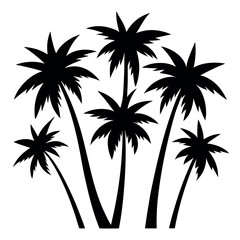 Obraz premium Bundle of 7 palm tree silhouettes isolated on white background