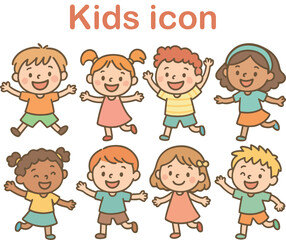 Fototapeta premium A set of cartoon children's characters with different poses and expressions