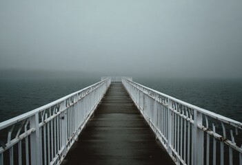 Obraz premium Misty Bridge Over Still Water