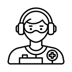 Gamer outline icon with vibrant color accents on a clean white background