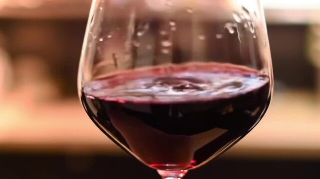 Red wine swirling in glass close up view of beverage alcohol drink and tasting experience video video 4k