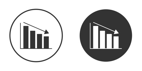 Loss bar chart icon concept, simple flat design. Clipart vecot in black colors