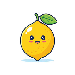 Flat Icon Style Pomegranate Fruit and Lemon Emoji Vector with Thick Black Outline, Simple Solid Colors, Clean Minimal Design for Tropical, Citrus, and Healthy Food Illustrations