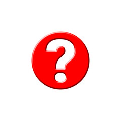 Red question mark icon for faq help assistance on transparent background