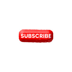 3D Red Subscribe Button Icon PNG