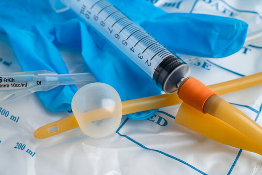 Foley catheter and urine drainage bag collect urine for disability or patient in hospital.