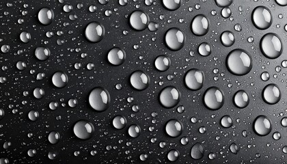 Water droplets on a dark matte surface creating a calming abstract pattern