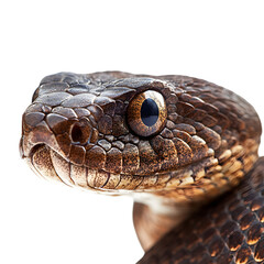 Obraz premium Detailed Close-up of Snake on White Background for Animal Lovers and Wildlife Enthusiasts