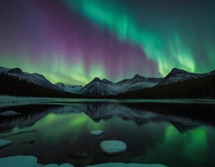 Celestial Symphony: Northern Lights Dancing Over Icy Wilderness