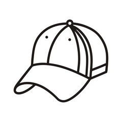 Simple baseball cap outline icon for sports and apparel design