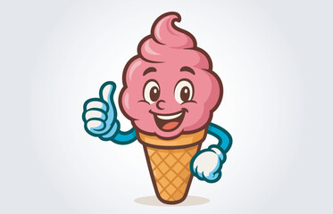 Cute Ice Cream Mascot Cartoon Character Template	