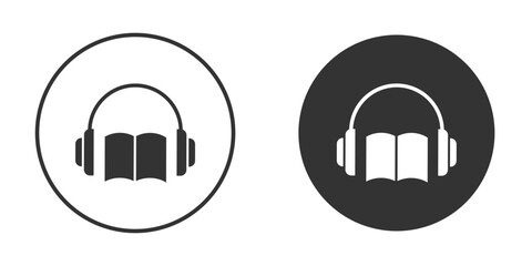 Audiobook icon concept, simple flat design. Clipart vecot in black colors