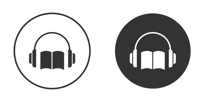 Audiobook icon concept, simple flat design. Clipart vecot in black colors