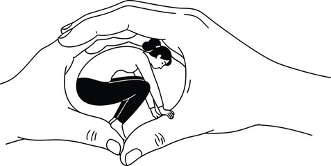 Illustration of support and protection for mental health and wellness