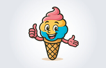 Cute Ice Cream Mascot Cartoon Character Template	