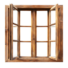 Obraz premium Rustic Wooden Window Frame with Multiple Glass Panes for Interior Design Inspiration