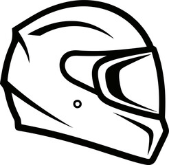 Minimalist Black and White Motorcycle Helmet Vector Illustration