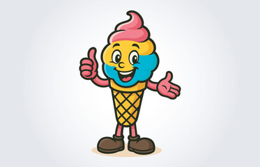 Cute Ice Cream Mascot Cartoon Character Template	
