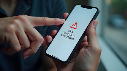 Finger Pointing to 'Your Connection is Not Private' Alert