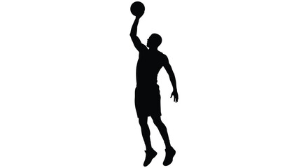Silhouette of a basketball player shooting a jump shot. vector Silhouette design