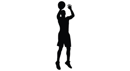 Silhouette of basketball player shooting a jump shot. vector Silhouette design