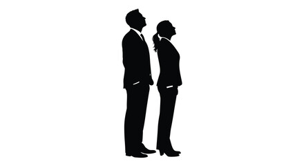 Silhouette of Business People Looking Upward Representing Vision Aspiration and Future Success. vector Silhouette design