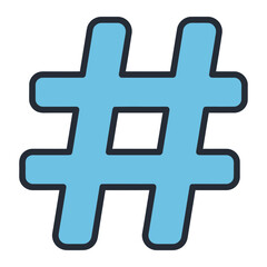 Fototapeta premium Hashtag Outline A clean, minimalist outline of the hashtag symbol, perfect for various design applications, from social media concepts to representing digital trends.