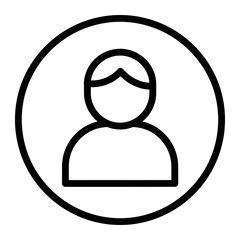 Profile Icon A minimalistic, professional outline icon depicting a person within a circular frame, ideal for user interface elements.