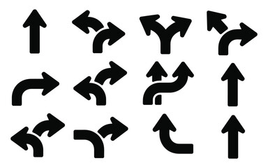 Vector art of collection of various arrow icons isolated on white background for navigation and direction projects