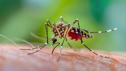Mosquitoes sucking blood is a common biological phenomenon primarily observed in female mosquitoes, as they require blood meals to obtain essential proteins and iron for egg developmen