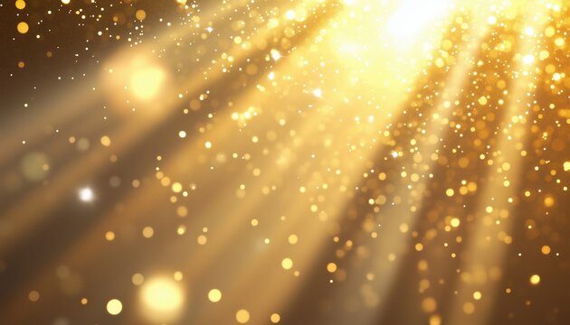 Dazzling Display: Sun Radiates In Golden Spotlight With Glowing Yellow Burst And Background Of Flares And Star Rays.