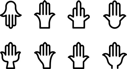Obraz premium Hamsa Hand Symbol Variations vector bundle