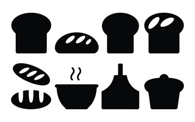 Vector art of bakery and cooking icons isolated on white background for restaurant or menu design