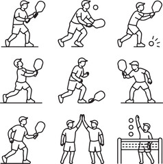 Pickleball Action Poses Icon Pack – Serving, Dinking, Volleying, Backhand, Forehand, and Doubles Play