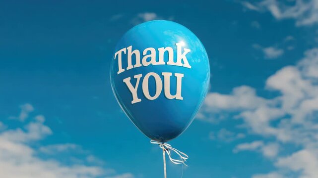 thank you balloon fly in blue sky animation