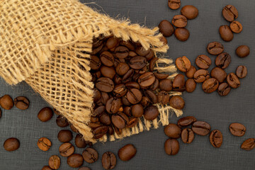 coffee beans on burlap