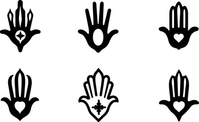 Fototapeta premium Hamsa Hand Symbol Variations vector bundle