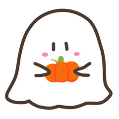 Cute ghost Halloween  with pumpkin 