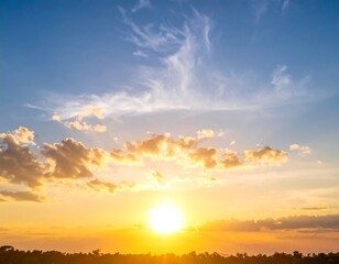 Spectacular Golden Sunrise Bursting Through Clouds in a Serene Sky Landscape